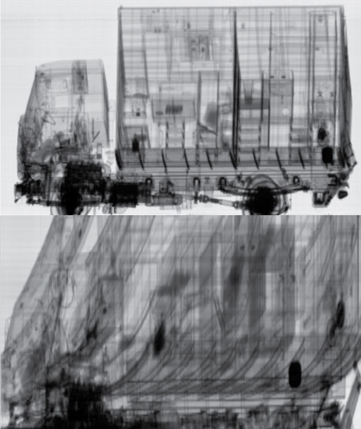 Рис. 3. Рентгеновские изображения досматриваемого автомобиля в двух ракурсах